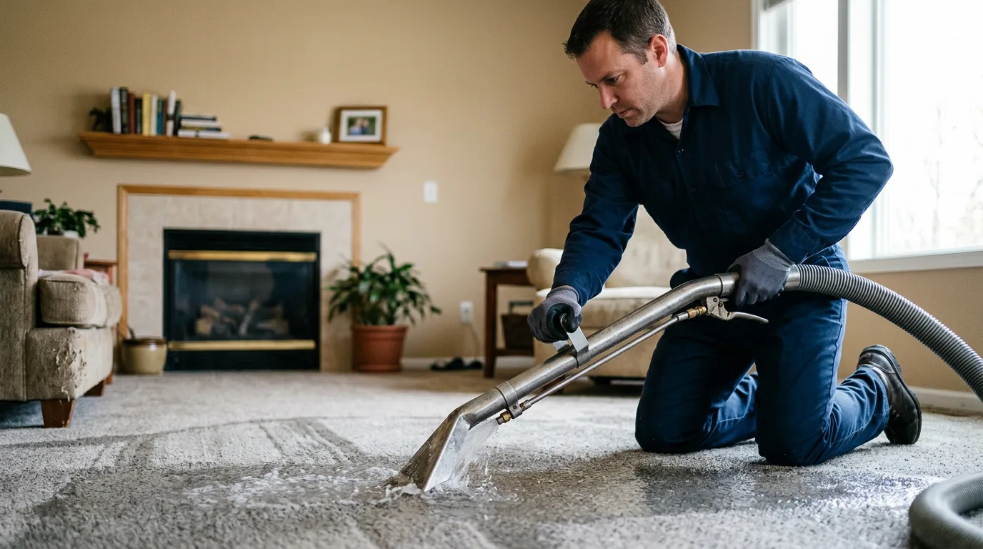 Water damage restoration technician working near Livingston, WI